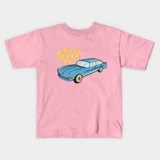 Retro Speed Car Blue Kids T-Shirt